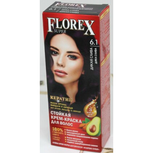 Patvarūs plaukų dažai "FLOREX" 6.1 (Laukinė slyva) 